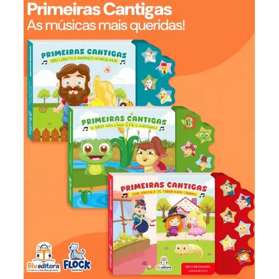 Livro MUSICAL Lindas Cantigas = S. Lobato , D.Aranha , Pintinho Amarelinho, Barata e Sapo =  PILHA