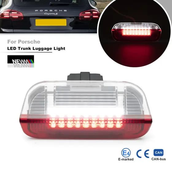 1x Livre De Erros Para Porsche Cayenne 2011-2018 970 Panamera 2010-2016 Branco/Vermelho LED Tronco Bagagem Compartimento
