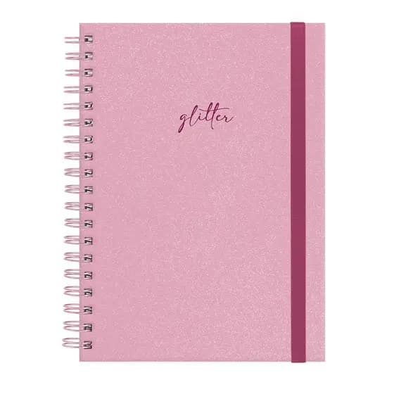 Caderno Colegial Capa Dura Plus Matérias Feminino Solid Glitter Colors