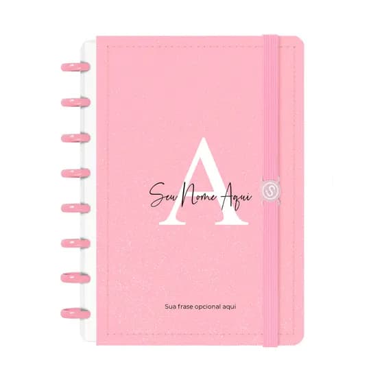 Caderno De Disco Inteligente Iscool Personalizado 80 Folhas Moderna Letra Glitter