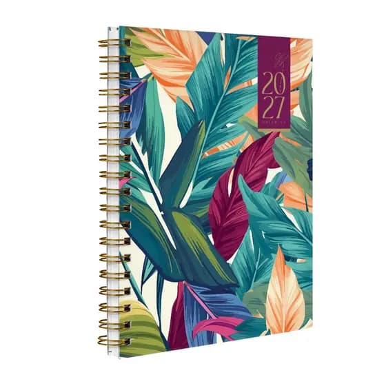 Agenda Planner Semanal Capa Dura 2027 Folhas Botanics Planta