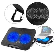 Suporte Notebook Base Led Refrigerada Ventilação Silenciosa Cor Preto Led Azul