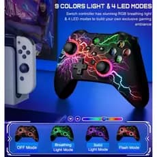CONTROLE SEM FIO PARA PC NINTENDO SWITCH ANDROID IOS LED RGB