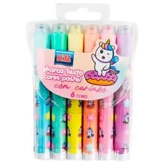 Pincel marca texto 6 cores com carimbo