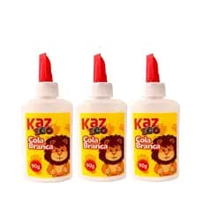 Kit 3 Cola Branca Escolar Kaz - 90g