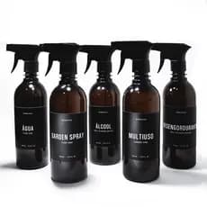 Frasco Ambar 500 Ml Diversos Rótulos Alcool Multiuso Home Spray Preto Válvula Borrifadora Bemhaus