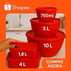 Kit de potes grandes para armazenamento de alimentos cumbuca com tampa