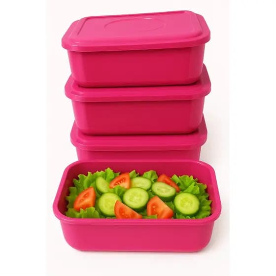 Kit 4 Potes Retangular Plástico 1,8 L com Tampa Armazenamento s Organizadores  BPA Free — Marmitas
