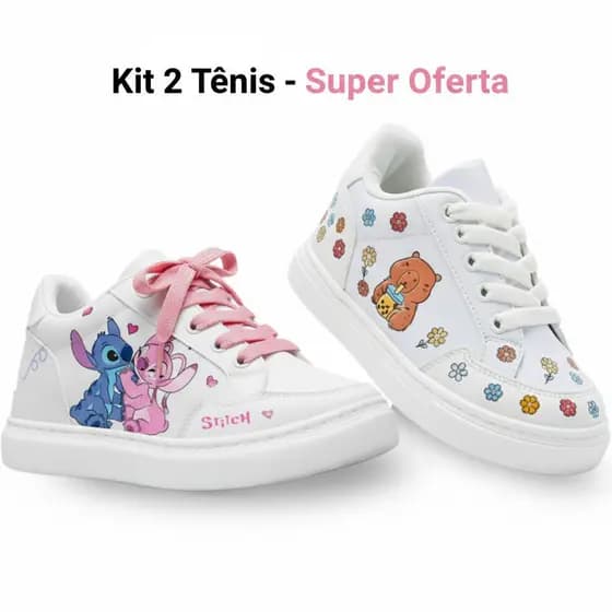 Combo 2 Tênis Infantis Lillo + Capivara | Conforto, Estilo e Diversão para Meninas e Meninos! 26 ao 33