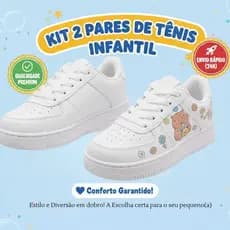 2 Tênis Infantil Combo 2 pares tenis menino e menina branco e capivara 26 ao33