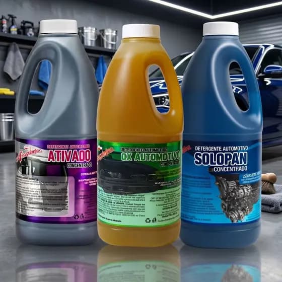 Kit Limpeza Automotiva Solopan Concentrado + Intercap Limpa Baú E Shampoo com Cera 2 litros