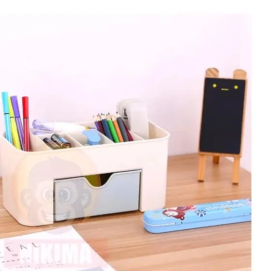 Organizador Maquiagem Make Gaveta Cinza Resistente com 6 Divisórias e 1 Gaveta Porta Cosméticos