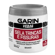 Sela Trincas e Fissuras Vedag Branca 500g (pote) Garin Fissuras e Rachaduras Laje Telha Parede