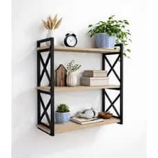 Prateleira Estilo Industrial 60x14cm  3 andares + suporte 15x36cm