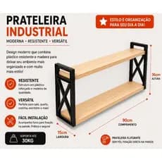Prateleira Estilo Industrial 90x14cm +Suporte 15x36cm
