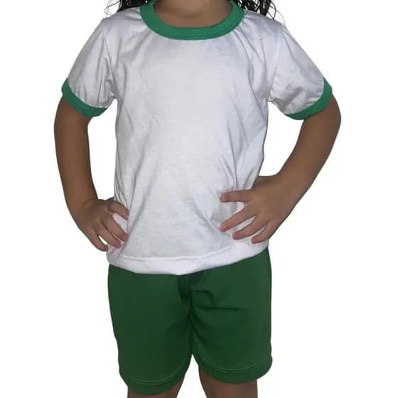 CONJUNTO INFANTIL ESCOLAR VERDE BANDEIRA 100% POLIÉSTER