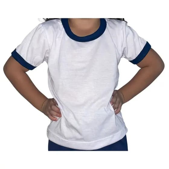 KIT COM 3 CAMISAS PARA UNIFORME ESCOLAR GOLA E PUNHO COLORIDO