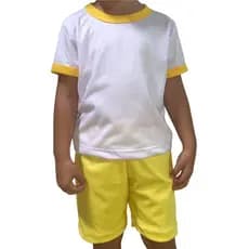 CONJUNTO INFANTIL ESCOLAR AMARELO 100% POLIÉSTER