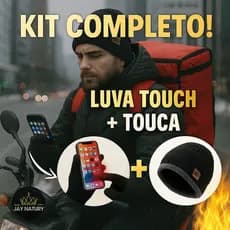 Luva Touch Screen Motoboy + Touca Gorro de Frio + Para Mexer no Celular- Masculina e Feminina Unissex Varias Cores