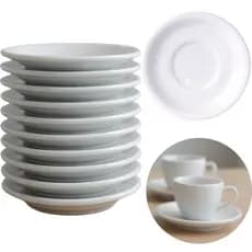 Jogo Pires 14cm Porcelana Branca Para Xicara Caneca Café Chá Servir Hotel Atacado
