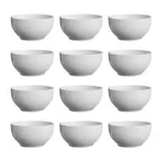 Kit 12 Cumbucas 500ml Porcelana Branca Tigela Bowl Funda Sopa Salada Cozinha Decoracao Organizacao