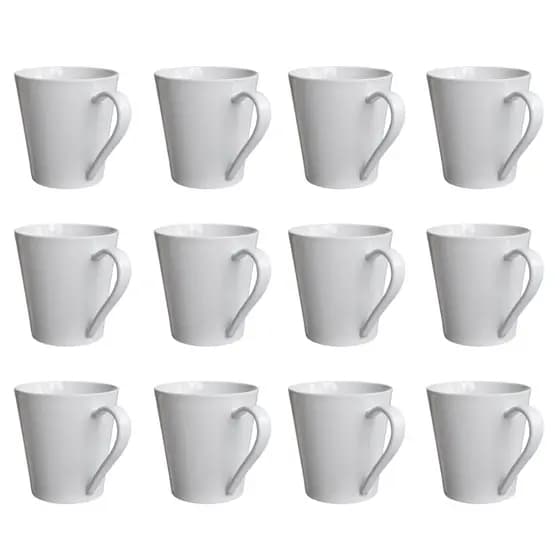 Kit 12 Canecas Xícaras Porcelana Branca Lisa 120ml Chá Café Hotel Cozinha Elegantes e Resistentes