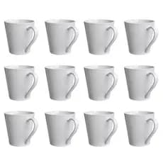 Kit 12 Canecas Xícaras Porcelana Branca Lisa 120ml Chá Café Hotel Cozinha Elegantes e Resistentes