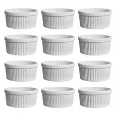 Kit 12 Pecas De Porcelana Ramequim Servir Sobremesa Restaurante Petisqueira Molheira 210ML