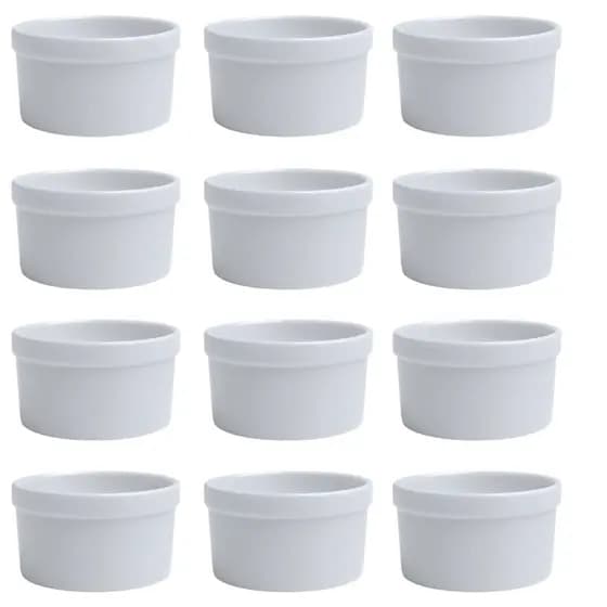 Ramequim 210ml Porcelana Branca Kit 12 UND Servir Molho Sobremesa Churrasco Molheira