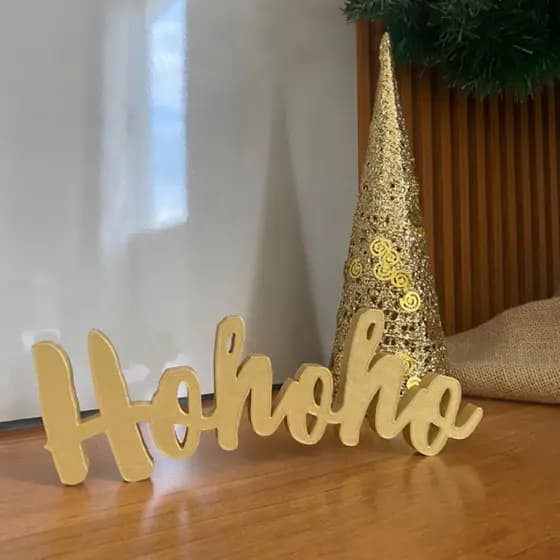 Natal Letreiro HoHoHo Dourado/Decoração