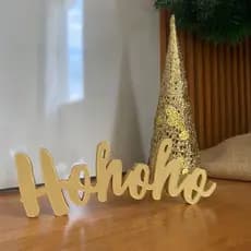 Natal Letreiro HoHoHo Dourado/Decoração