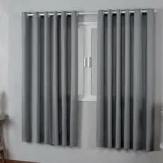 Cortina Roma 2,00x1,40 Cinza Para Sala E Quarto Com Ilhós Tecido Microfibra Decoração Parede