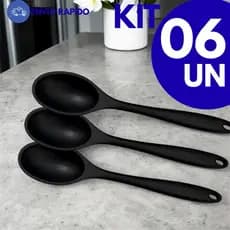 Kit 6 Colheres de Arroz de Silicone Resistentes Modernas e 100% Silicone Cozinha Prático Não risca Panelas