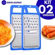 Kit 02 Unidades de Ralador Inox 1 Face Utensílio Multiuso para Queijo, Cenoura e Legumes Cozinha Domestica