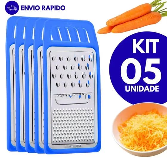 Kits Raladores Inox 1 Face Utensílio Multiuso para Queijo, Cenoura e Legumes Kits com 5,3 ou 2 Unidades Cor aleatória