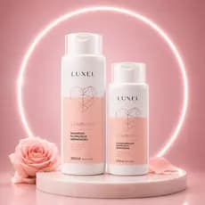 Shampoo e Condicionador Hidratação e  Nutrição Profunda Cabelo Ressecado Luxel Love Hair Rose 600ml
