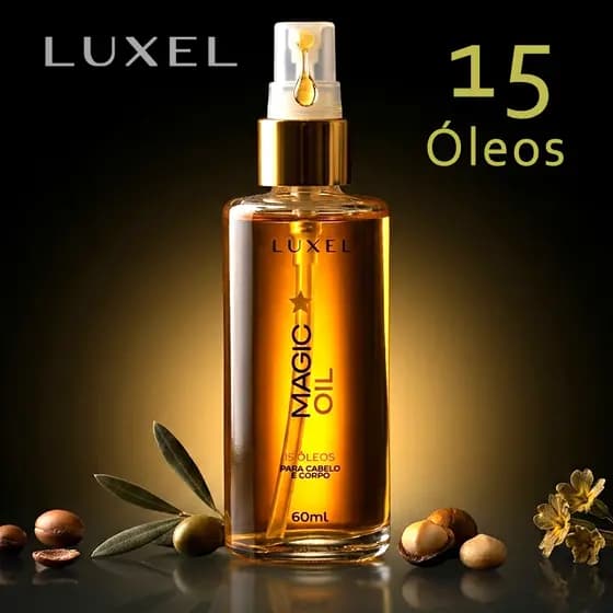 Óleo Capilar Corporal Magic Oil Luxel 15 em 1 - Hidratação Nutrição Pele e Cabelo 60ml