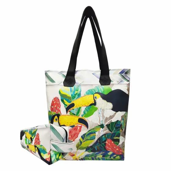 Bolsa Feminina Nécessaire Feminina Praia Adulto Tropical Tucanos Magicc Bolsas BN-201