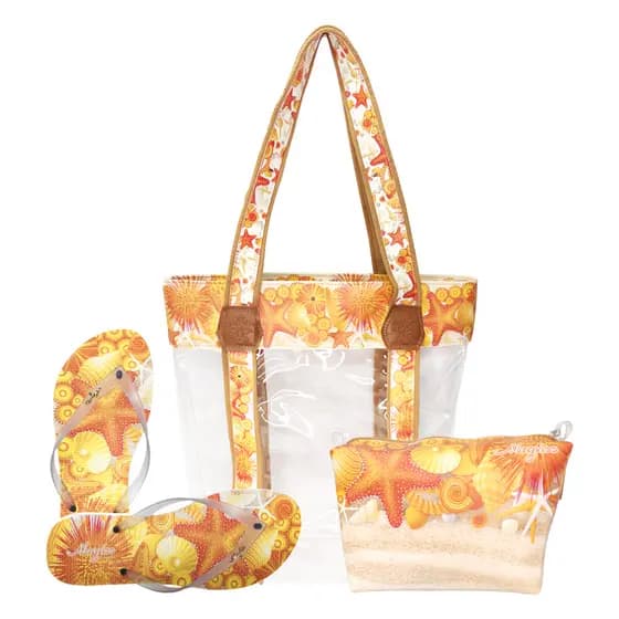 Kit Feminino Bolsa Feminina com Chinelo e Necessaire Moda Praia Estrela Do Mar Magicc Bolsas KIT-221