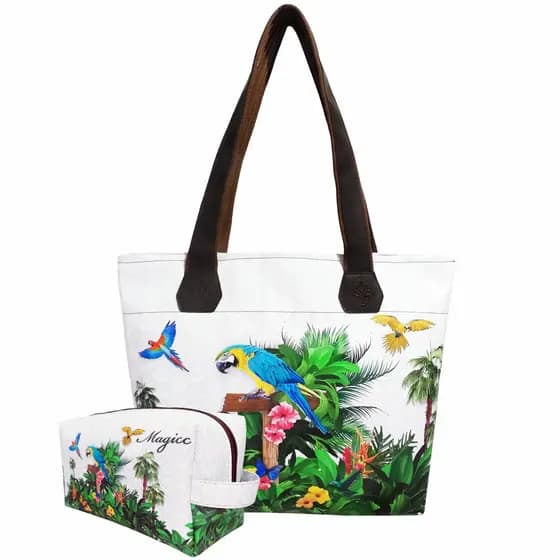Bolsa Feminina Nécessaire Feminina Casual Adulto Tropical Araras Magicc Bolsas BN-058