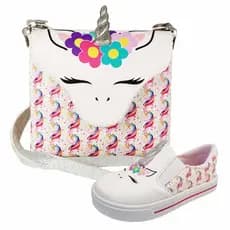 Kit Infantil Feminino Bolsa Infantil e Tênis Infantil Feminino Unicórnio Magicc Kids TB-039