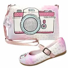 Kit Infantil Feminino Sapatilha Infantil e Bolsa Infantil Máquina Fotográfica, Magicc Kids (1215)