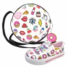 Kit Infantil Bolsa e Tênis Infantil Feminino Casual Stickers, Tenis Infantil Menina Magicc Kids (009-020)