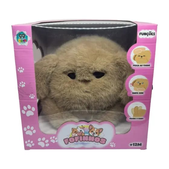 Cachorro De Pelúcia Fofinho Interativo - Pisca Ao Toque, Emite Som e Abana o Rabo - 99 toys