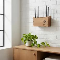 Suporte para roteador wifi, case Caixa Decorativa Esconde Roteador E Modems, amadeirado
