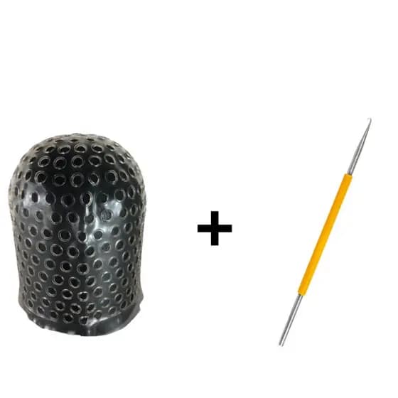 Touca De Cabelo Para Reflexo ( Furada ) + Agulha de Reflexo Cabo Emborrachado