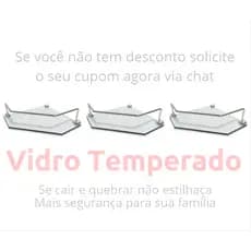 kit 3 Porta Shampoos Canto Reto em vidro e 100% Alumínio Maciço. Cobrimos qualquer oferta anunciada.