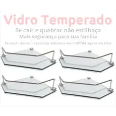 kit 4 Porta Shampoos Canto Reto em vidro e 100% Alumínio Maciço. Cobrimos qualquer oferta anunciada.