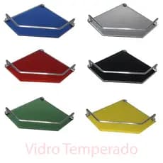 Porta Shampoos Canto em vidro e 100% Alumínio Maciço. Cobrimos qualquer oferta anunciada.
