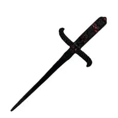 Athame Crânio em Metal Preto 19 cm Pedra Vermelha